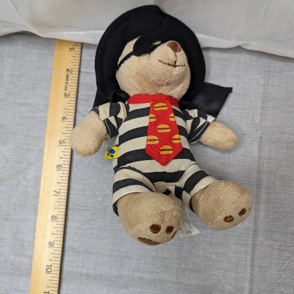 2005 Build A Bear McDonalds Hamburglar Striped Outfit Red Tie Hat Plush Toy 8" - Picture 10 of 11